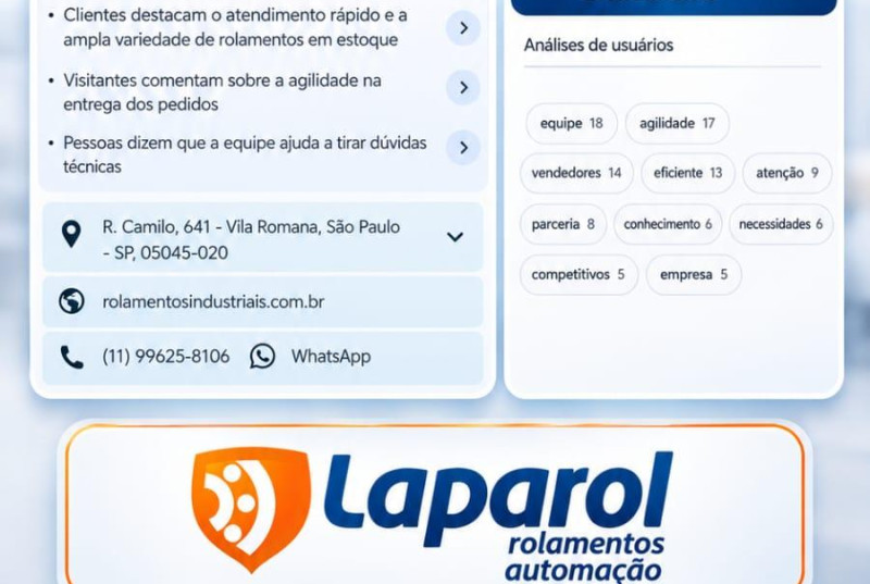 Fornecedor de Rolamentos bem avaliado no Google